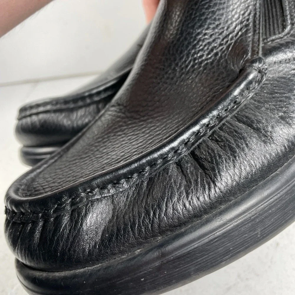 SAS Side Gore Loafers Mens Size 11 Wide Black Leather Orthotic Slip On Comfort